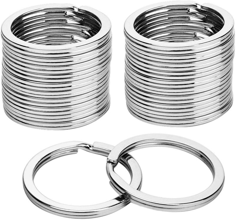 KINGFOREST 100-Pack 1 Inch Metal Key Rings (25mm) - Silver Split Keychain Rings for Keys, DIY Crafts, Home, Car & Office Accessories - Durable Nickel Flat Keyrings Bulk - Image 1